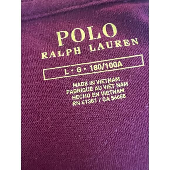 POLO LONG SLEEVE MAROON LOGO TEE MENS LARGE - Picture 4 of 4